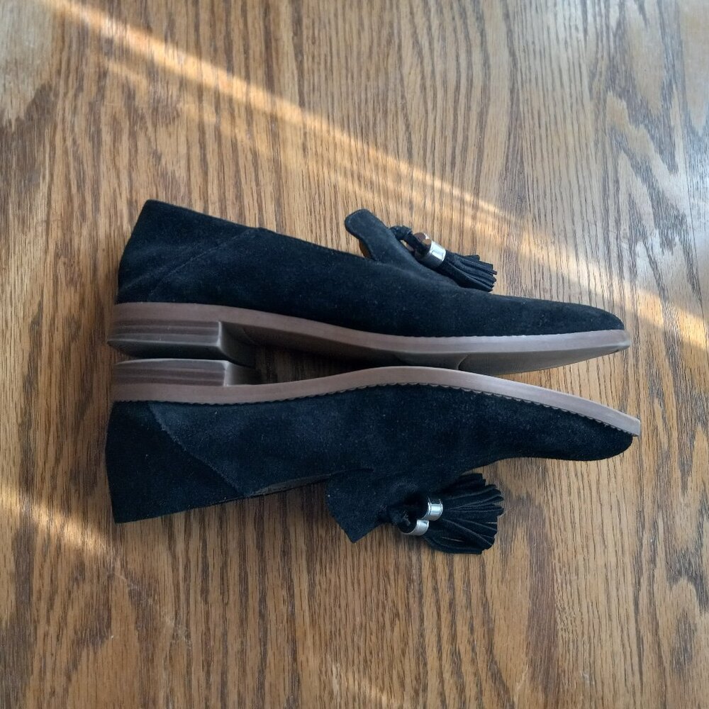Black Suede Tassel Loafers Size 7 Classic Old Money Academia 90s Preppy Capsule
